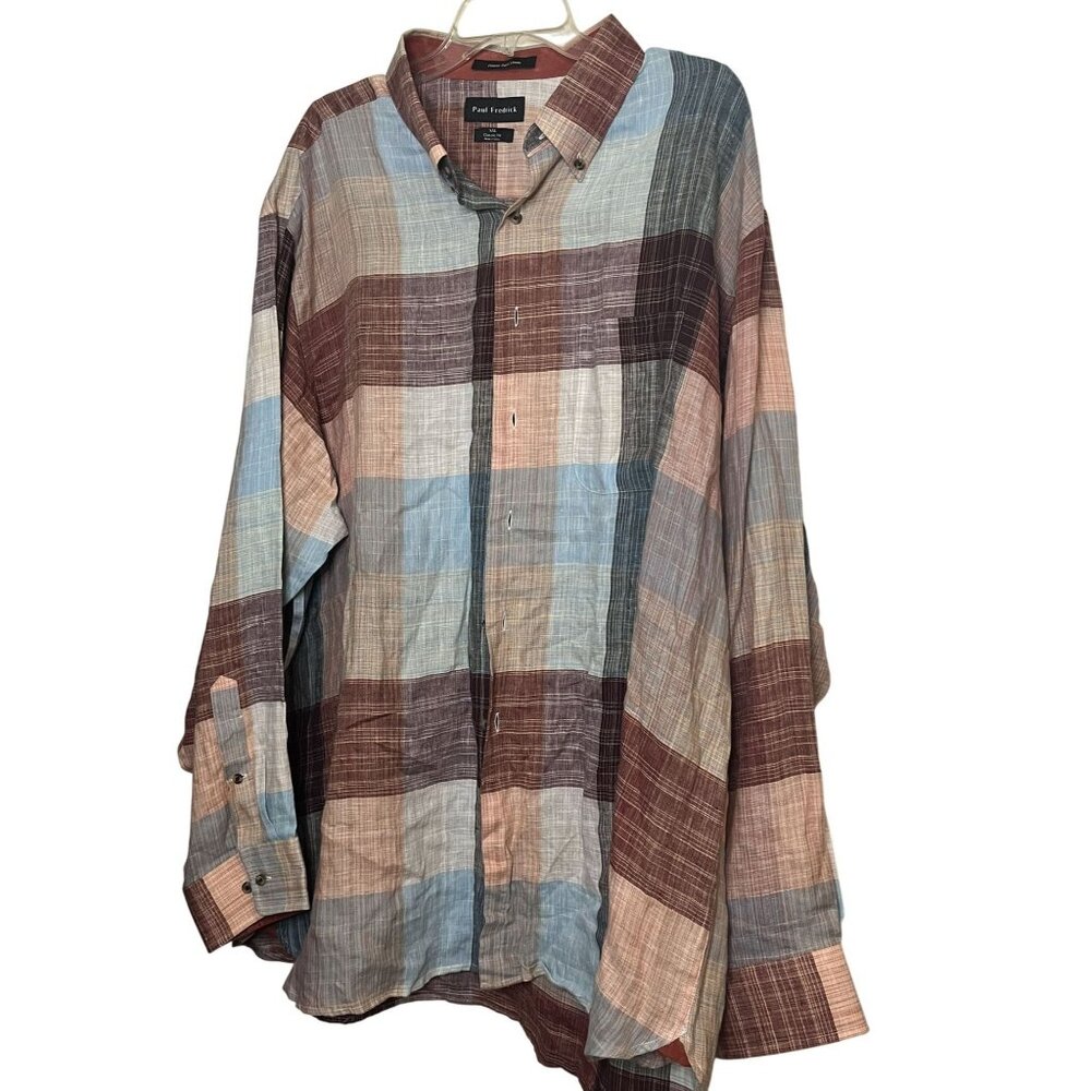 Paul Frederick Linen 2XL Long Sleeve Shirt Classic Fit 100% Linen Multicolor